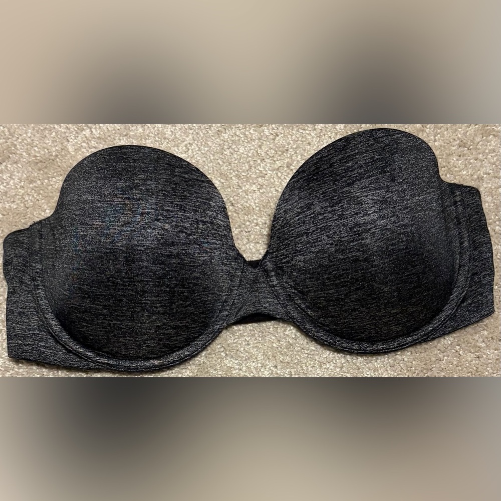 Victoria's Secret Black Heather Strapless Push-Up Bra